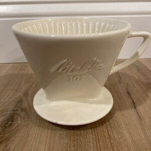Melitta White #102 Porcelain Pour Over Coffee Filter 3 Holes Vintage